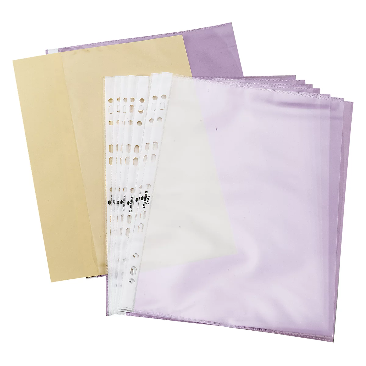 Pochettes perforées Business DURABLE, format A5, ouverture sur le dessus, 100 p., lisse, transparent
