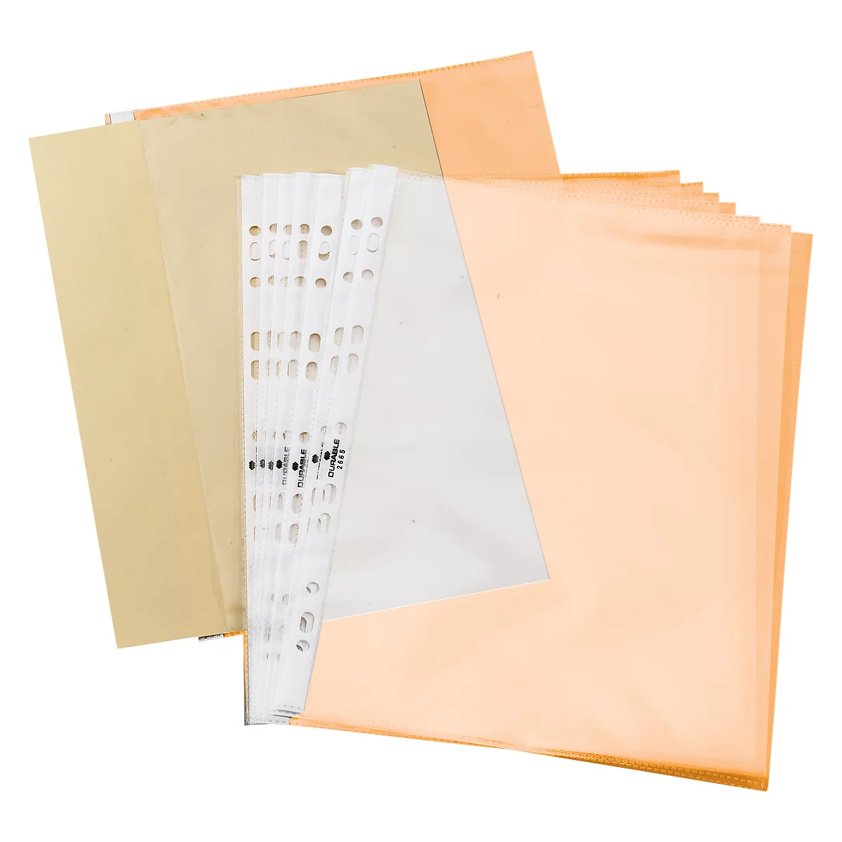 Pochettes perforées Business DURABLE, format A5, ouverture sur le dessus, 100 p., lisse, transparent
