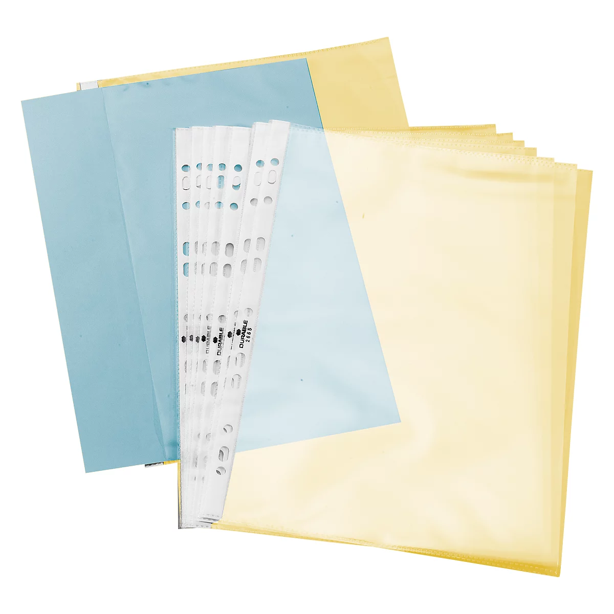 Pochettes perforées Business DURABLE, format A5, ouverture sur le dessus, 100 p., lisse, transparent