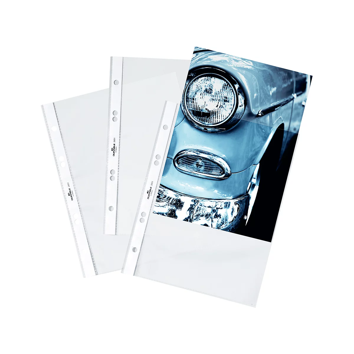Pochettes perforées Business DURABLE, format A5, ouverture sur le dessus, 100 p., lisse, transparent