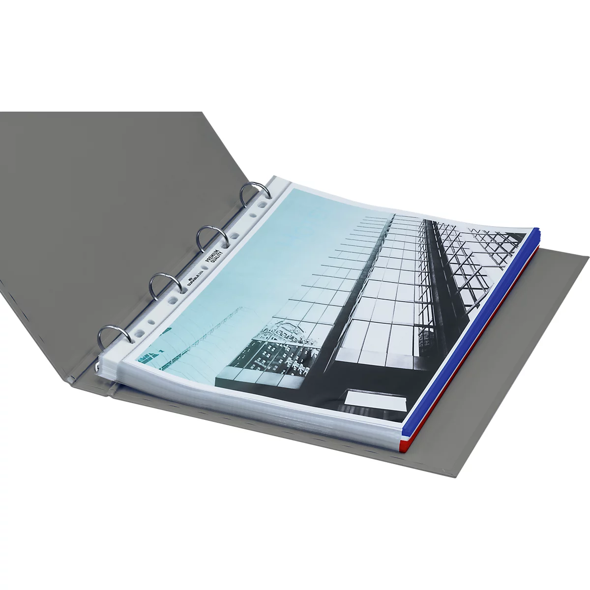 Pochettes perforées Durable - A4 - 80 microns - transparent avec bord bleu - 25 pièces