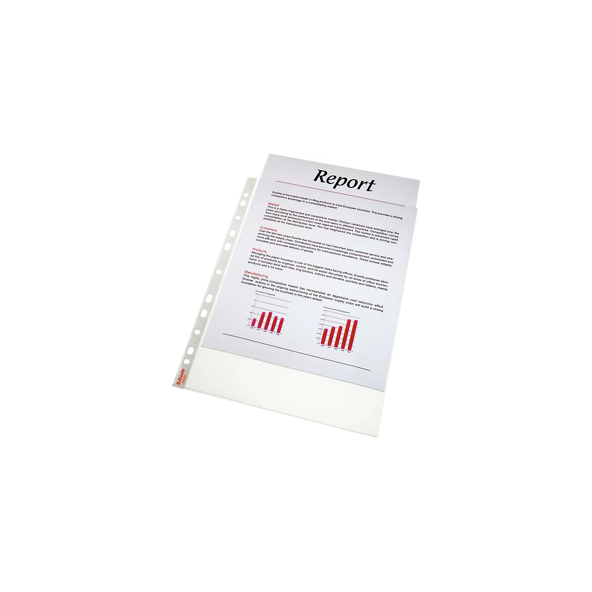 Pochettes perforées Esselte, nervurées, standard, 80 microns, 100 pièces