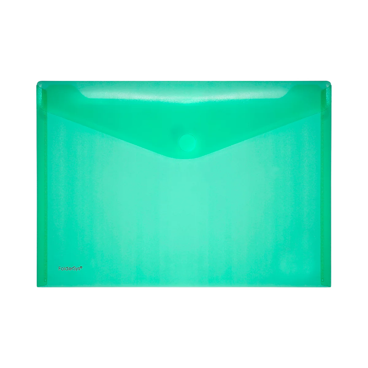 Pochettes porte documents transparentes en PP FolderSys, à fermeture par velcro, format A4 paysage, vert, 10 pièces