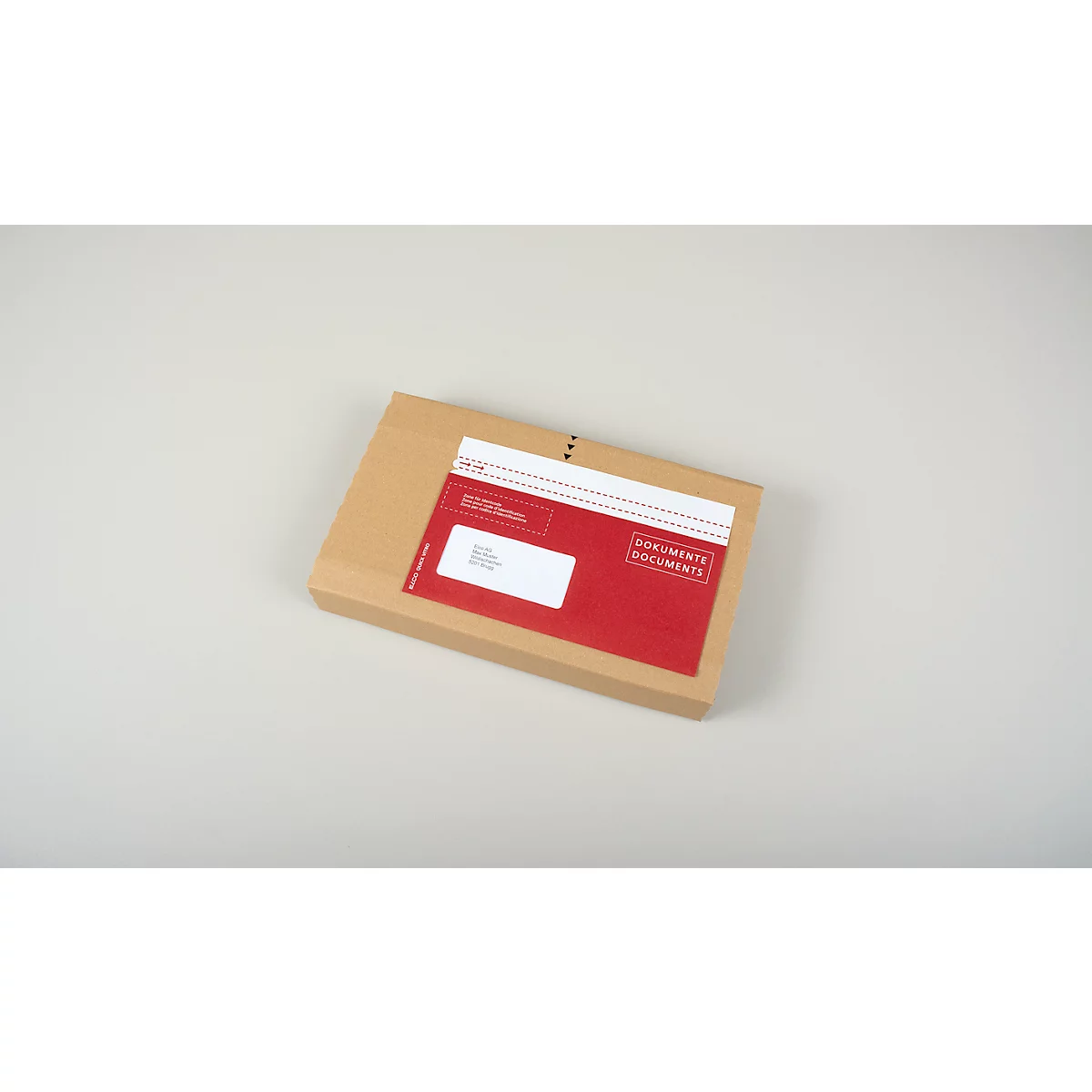 Pochettes pour bons de livraison Elco Quick Vitro, DIN long /C5/6), fenêtre à gauche, avec impression, adhésif, papier kraft, rouge, 250 pièces