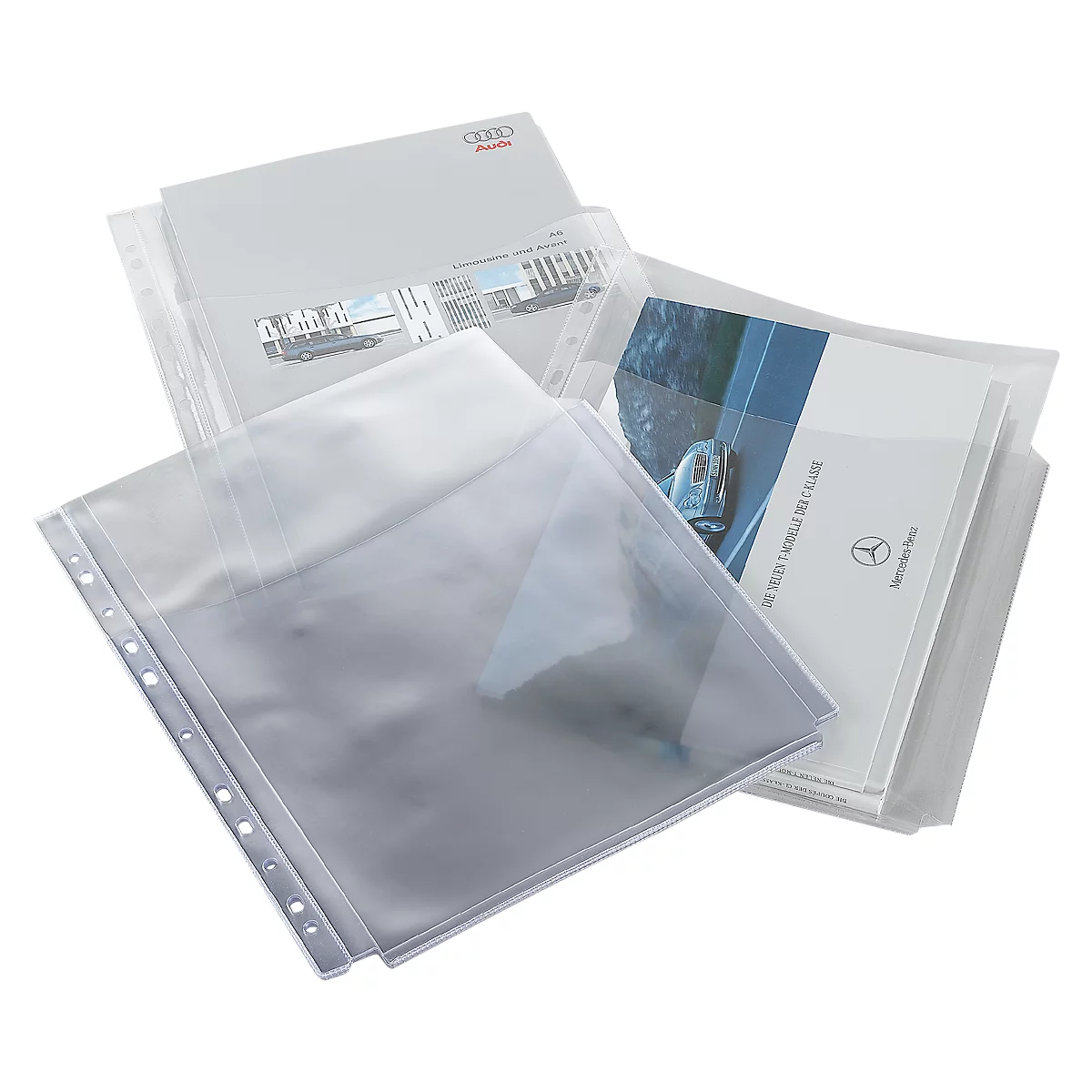 Pochettes pour documents, PP, avec ouverture semi-arrondie, 10 p.