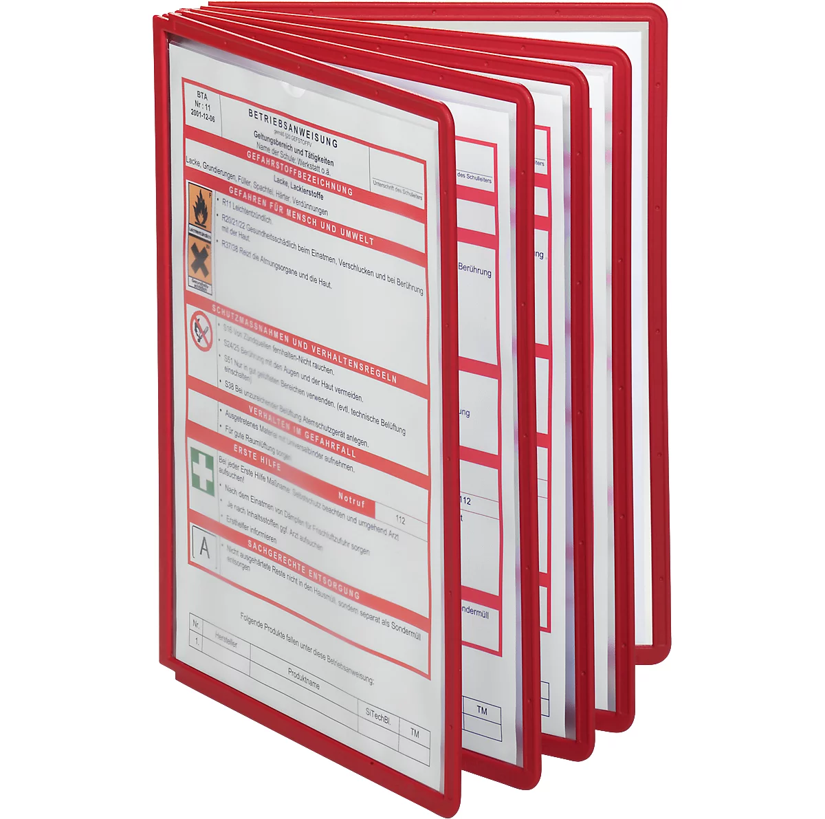 Pochettes pour système de présentation de format A4, 5 p., rouge
