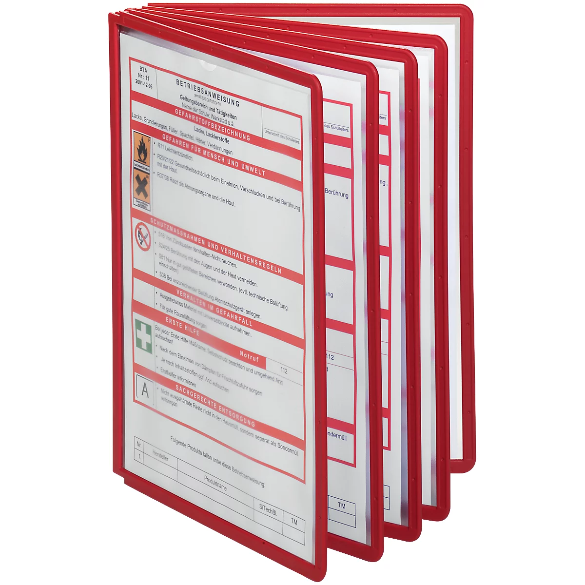 Pochettes pour système de présentation de format A4, 5 p., rouge