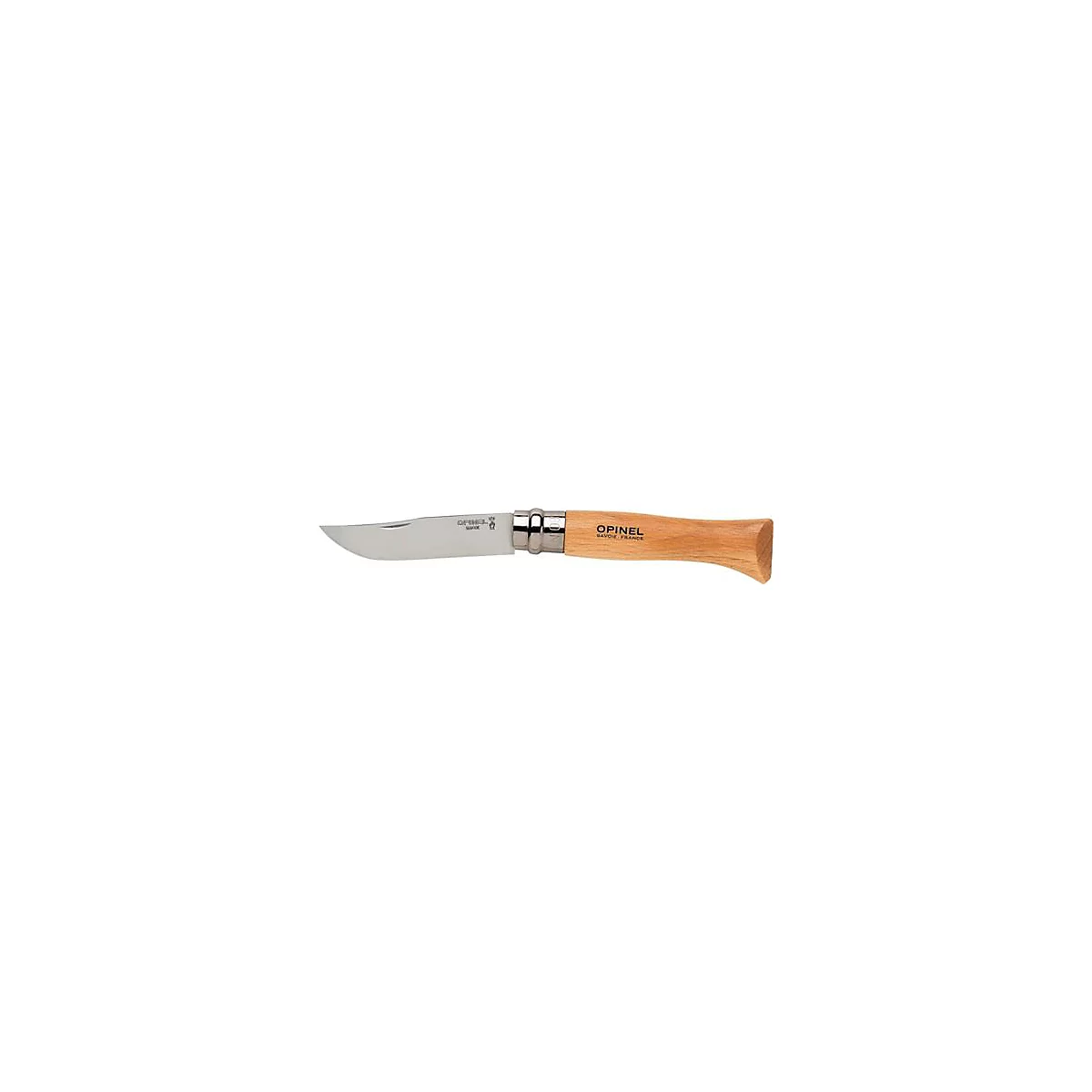Folding knife with wooden handle and metal blade, manufacturer OPINEL.