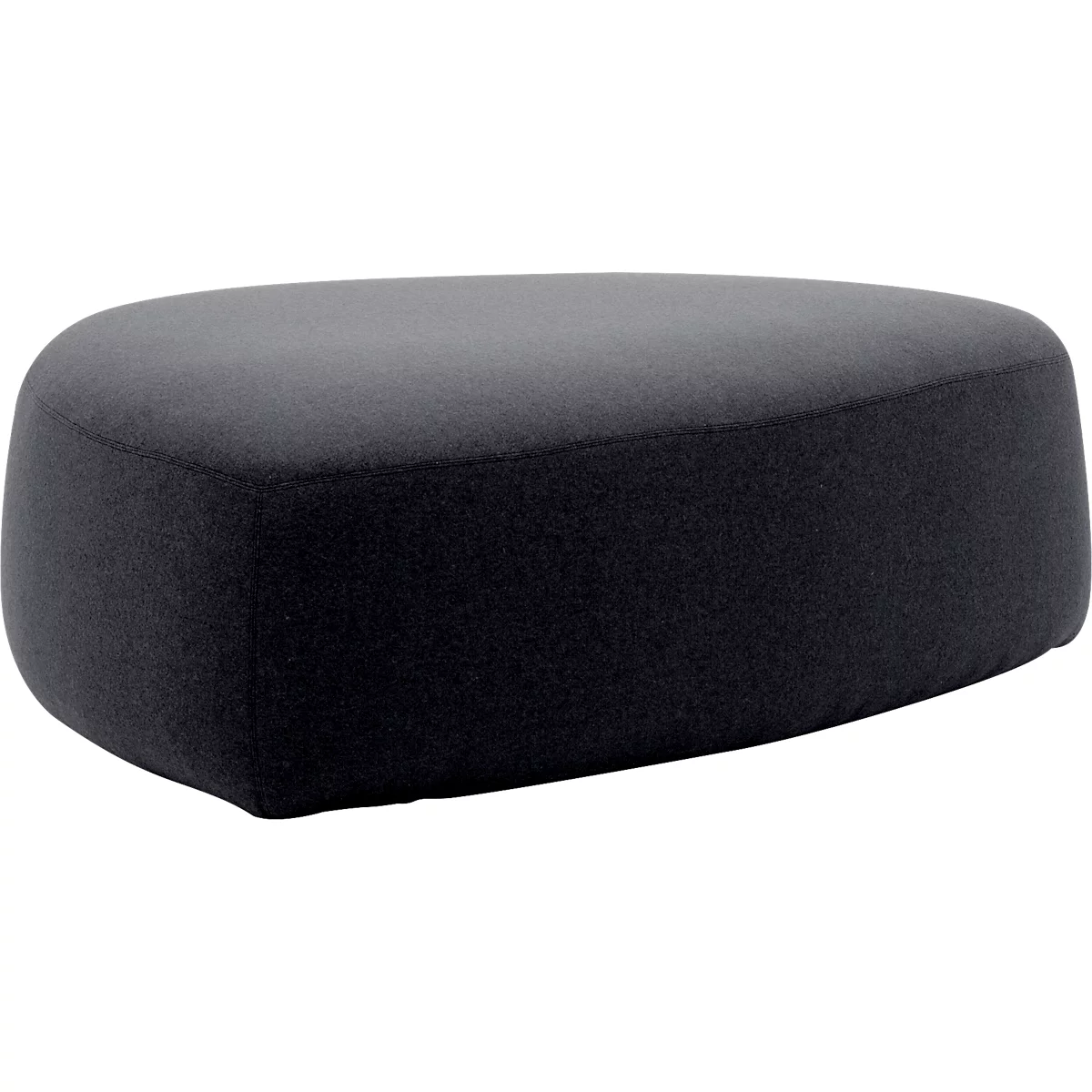 Poef GOGO Leyform, groot, ovaal, B 1240 x D 1090 x H 440 mm, met glijders, stoffen bekleding, antraciet