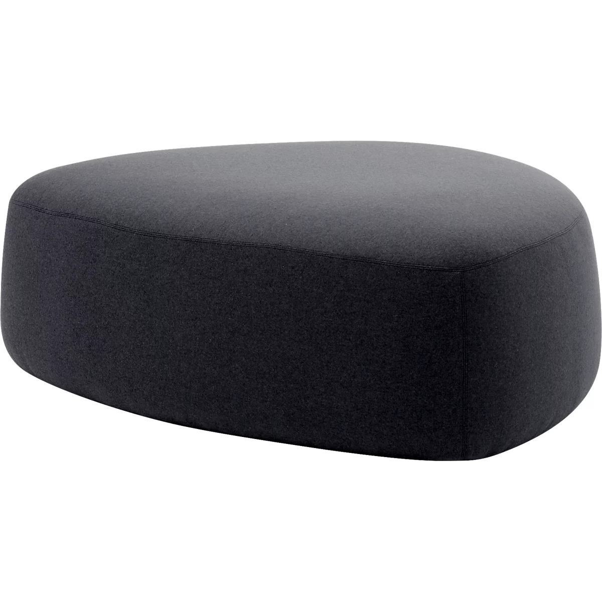 Poef GOGO Leyform, groot, ovaal, B 1240 x D 1090 x H 440 mm, met glijders, stoffen bekleding, antraciet