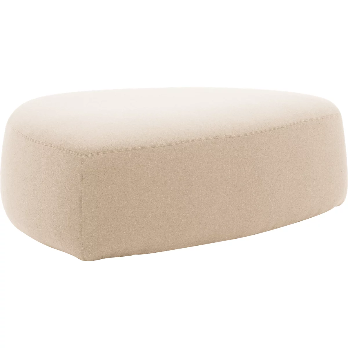 Poef GOGO Leyform, groot, ovaal, B 1240 x D 1090 x H 440 mm, met glijders, stoffen bekleding, beige