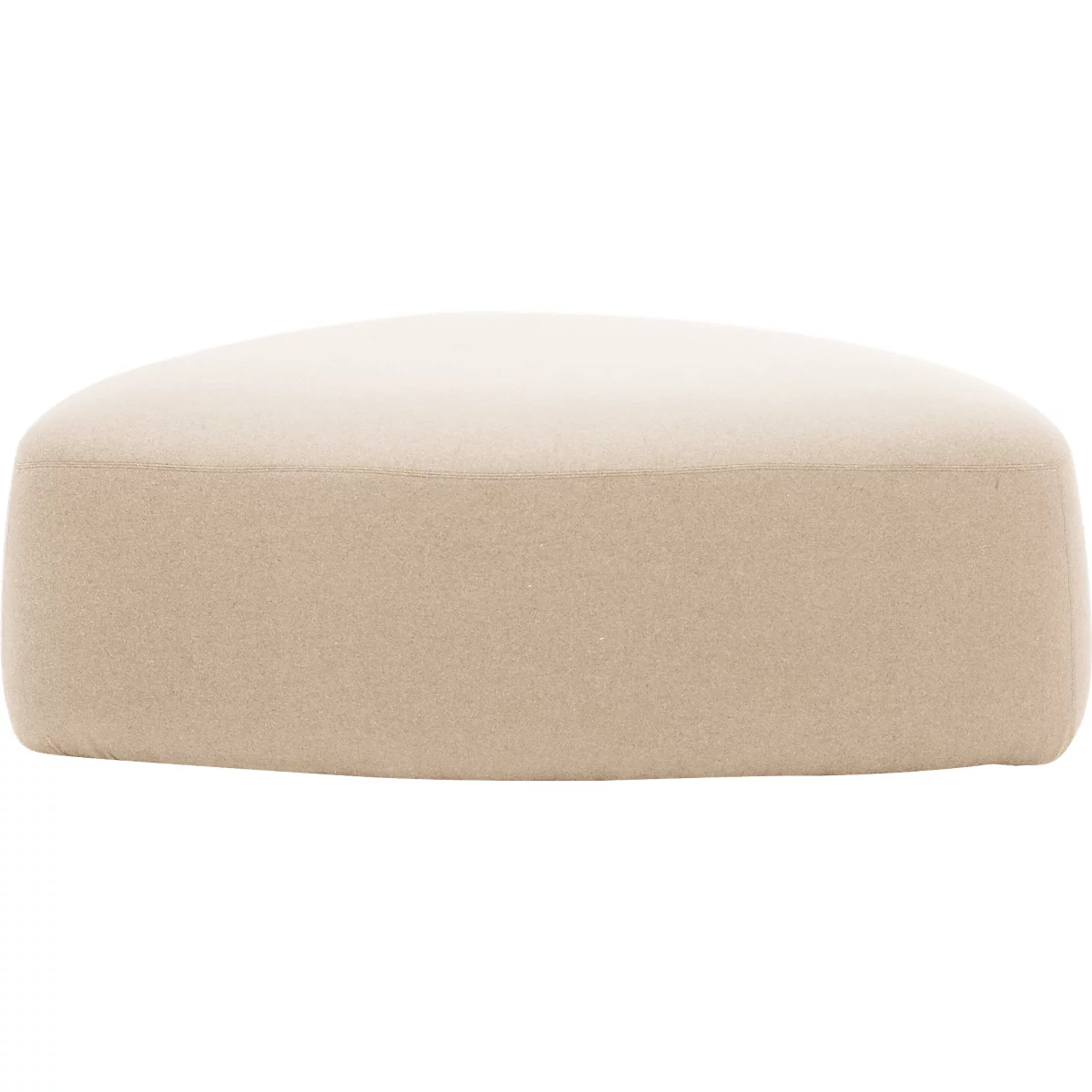 Poef GOGO Leyform, groot, ovaal, B 1240 x D 1090 x H 440 mm, met glijders, stoffen bekleding, beige