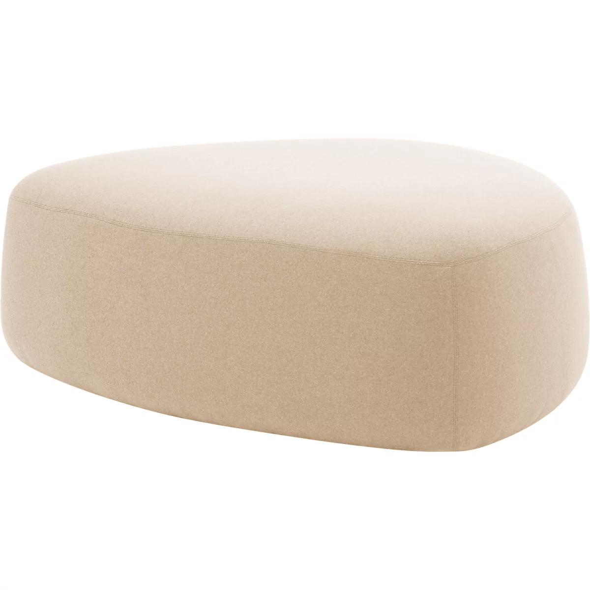 Poef GOGO Leyform, groot, ovaal, B 1240 x D 1090 x H 440 mm, met glijders, stoffen bekleding, beige