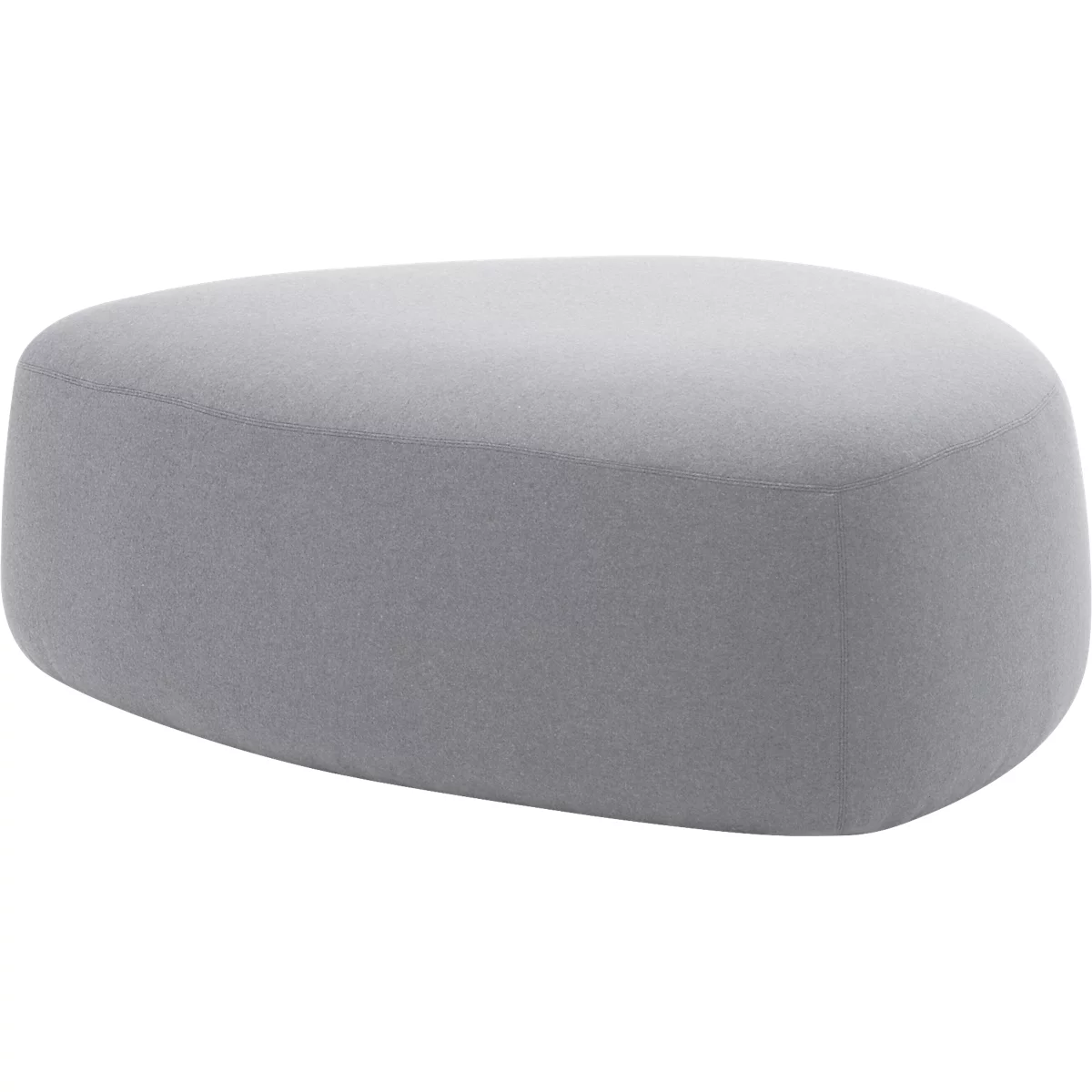 Poef GOGO Leyform, groot, ovaal, B 1240 x D 1090 x H 440 mm, met glijders, stoffen bekleding,grijs