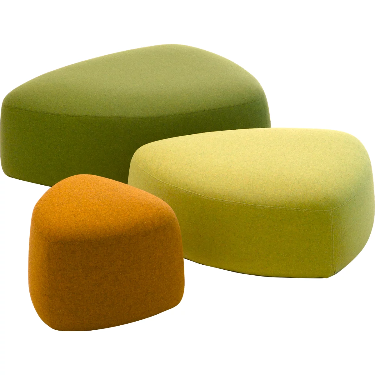 Poef GOGO Leyform, groot, ovaal, B 1240 x D 1090 x H 440 mm, met glijders, stoffen bekleding,groen