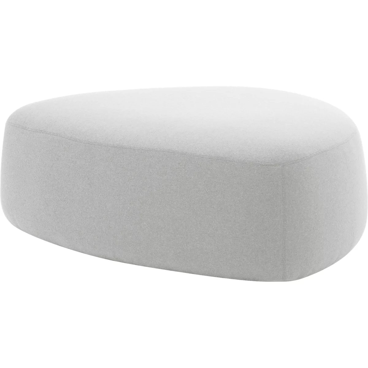 Poef GOGO Leyform, groot, ovaal, B 1240 x D 1090 x H 440 mm, met glijders, stoffen bekleding,lichtgrijs