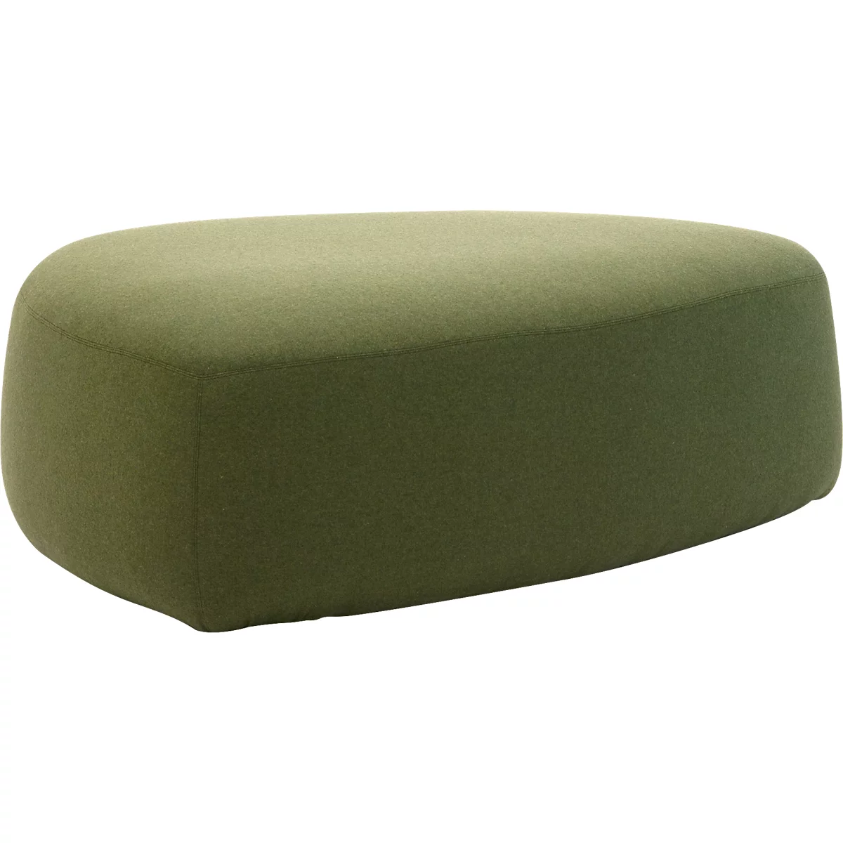Poef GOGO Leyform, groot, ovaal, B 1240 x D 1090 x H 440 mm, met glijders, stoffen bekleding, mosgroen