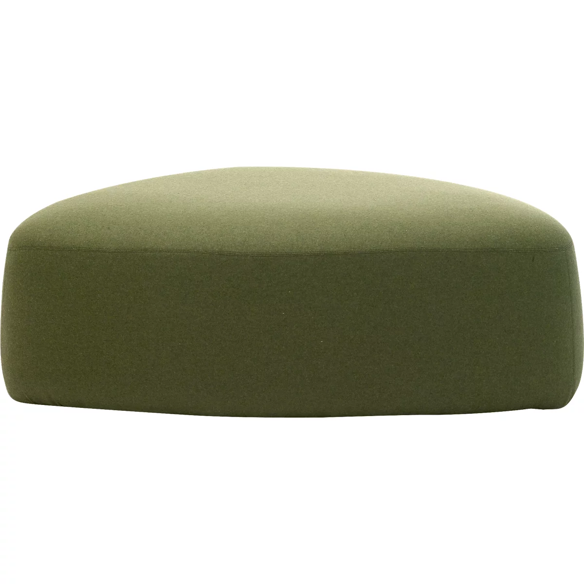 Poef GOGO Leyform, groot, ovaal, B 1240 x D 1090 x H 440 mm, met glijders, stoffen bekleding, mosgroen