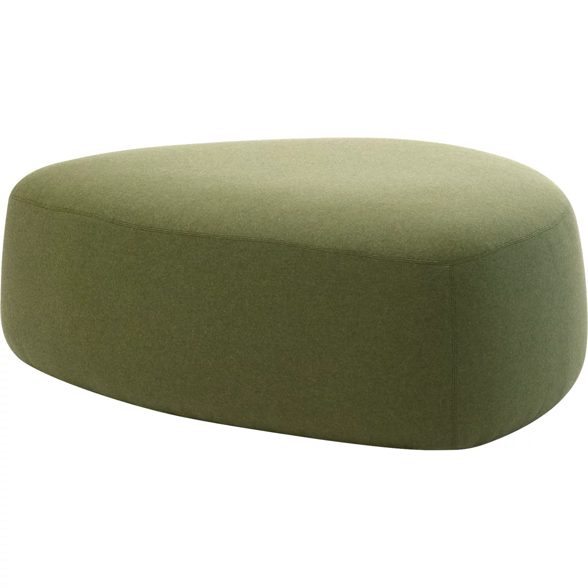 Poef GOGO Leyform, groot, ovaal, B 1240 x D 1090 x H 440 mm, met glijders, stoffen bekleding, mosgroen
