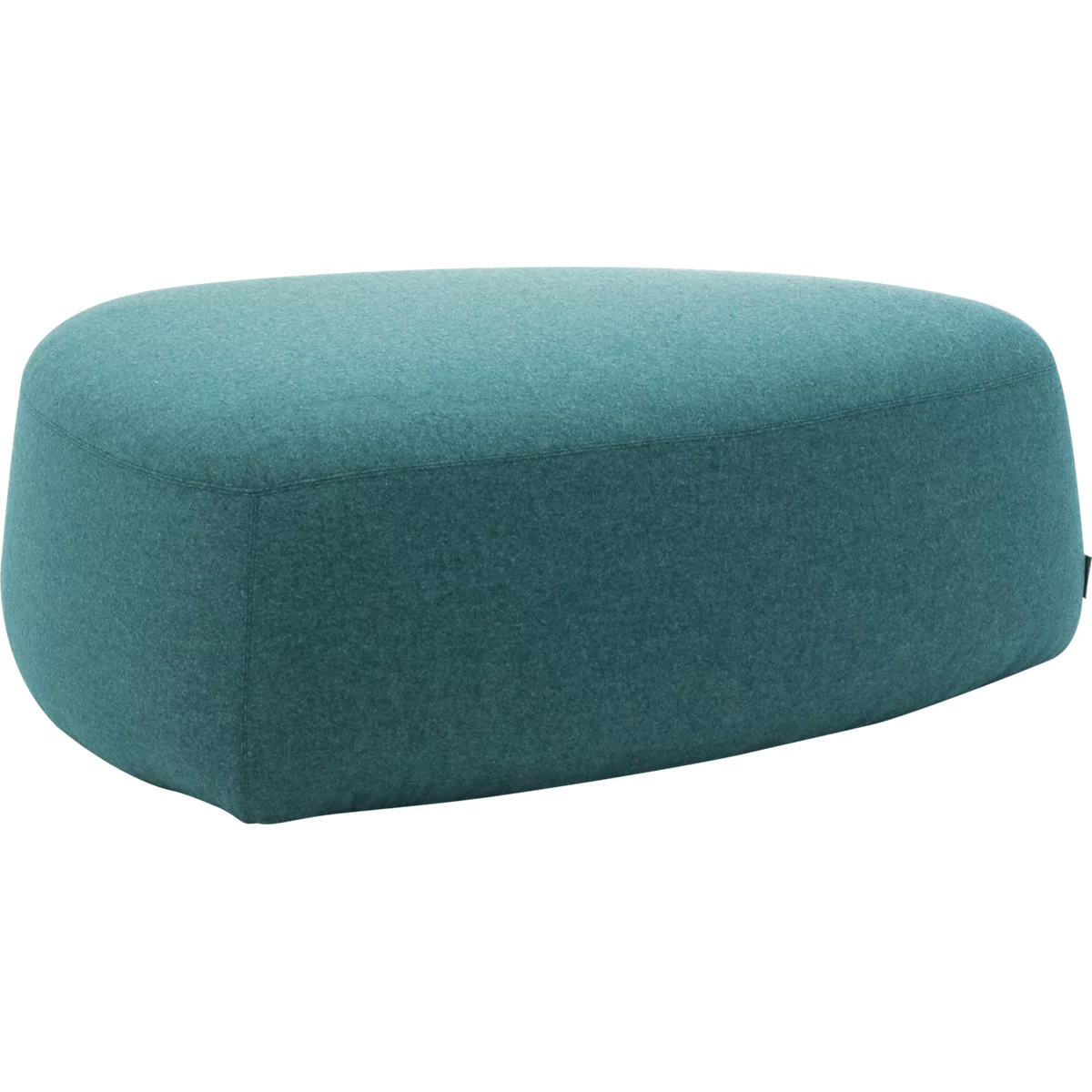 Poef GOGO Leyform, groot, ovaal, B 1240 x D 1090 x H 440 mm, met glijders, stoffen bekleding, petrol