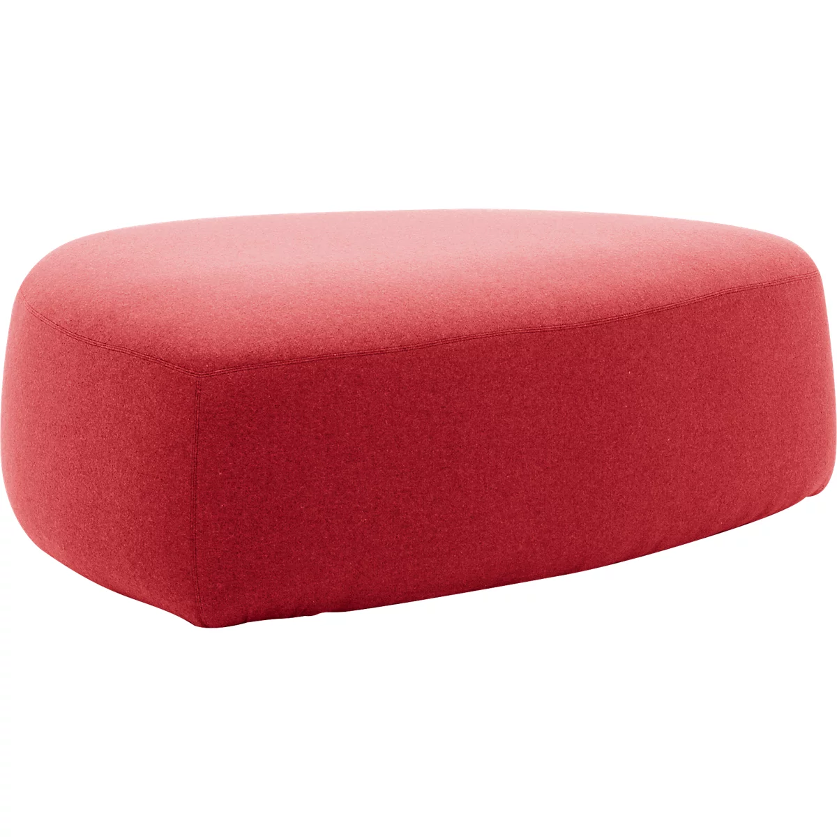 Poef GOGO Leyform, groot, ovaal, B 1240 x D 1090 x H 440 mm, met glijders, stoffen bekleding, rood