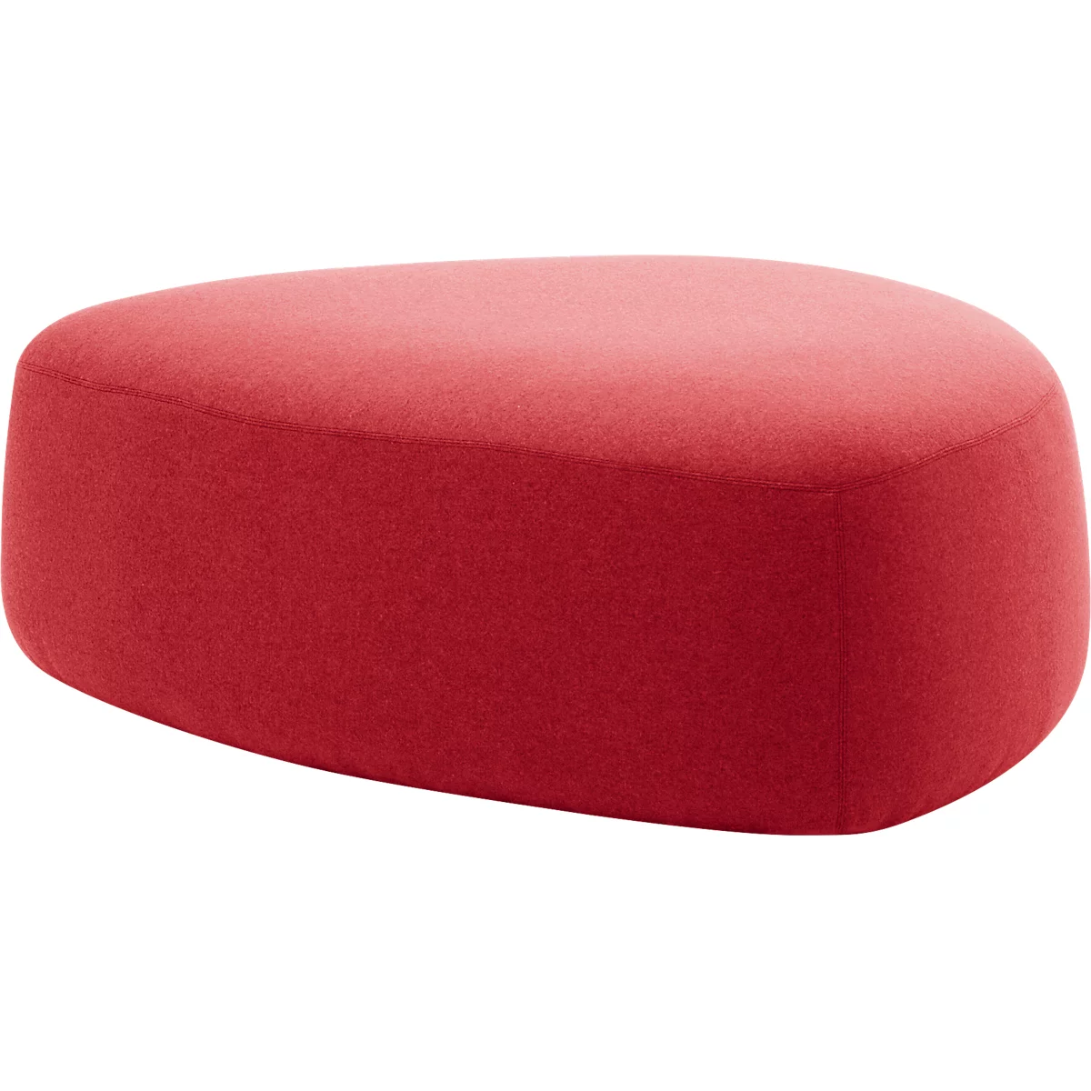 Poef GOGO Leyform, groot, ovaal, B 1240 x D 1090 x H 440 mm, met glijders, stoffen bekleding, rood