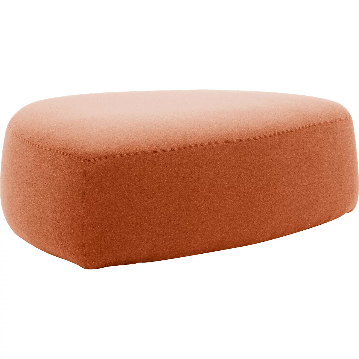 Poef GOGO Leyform, groot, ovaal, B 1240 x D 1090 x H 440 mm, met glijders, stoffen bekleding,terracotta bruin