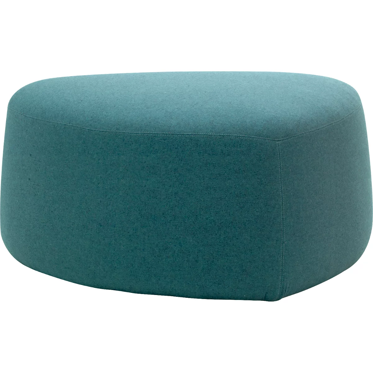 Poef GOGO Leyform, medium, ovaal, B 980 x D 910 x H 440 mm, met glijders, stoffen bekleding, petrol