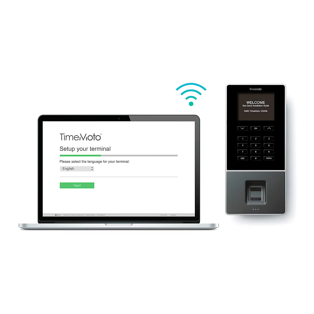Pointeuse TM-626 TimeMoto, système complet, ID par RFID, PIN ou empreinte digitale
