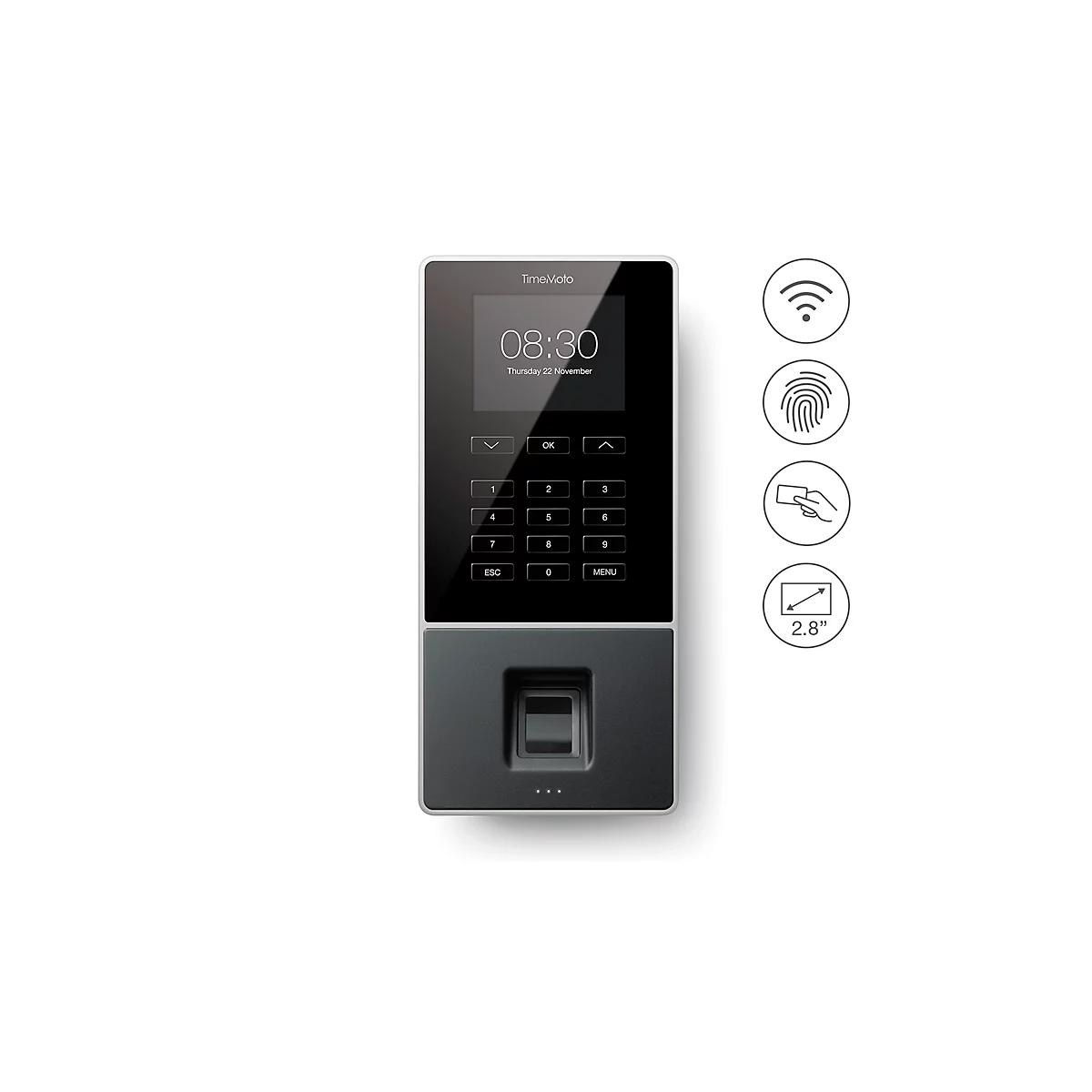 Pointeuse TM-626 TimeMoto, système complet, ID par RFID, PIN ou empreinte digitale
