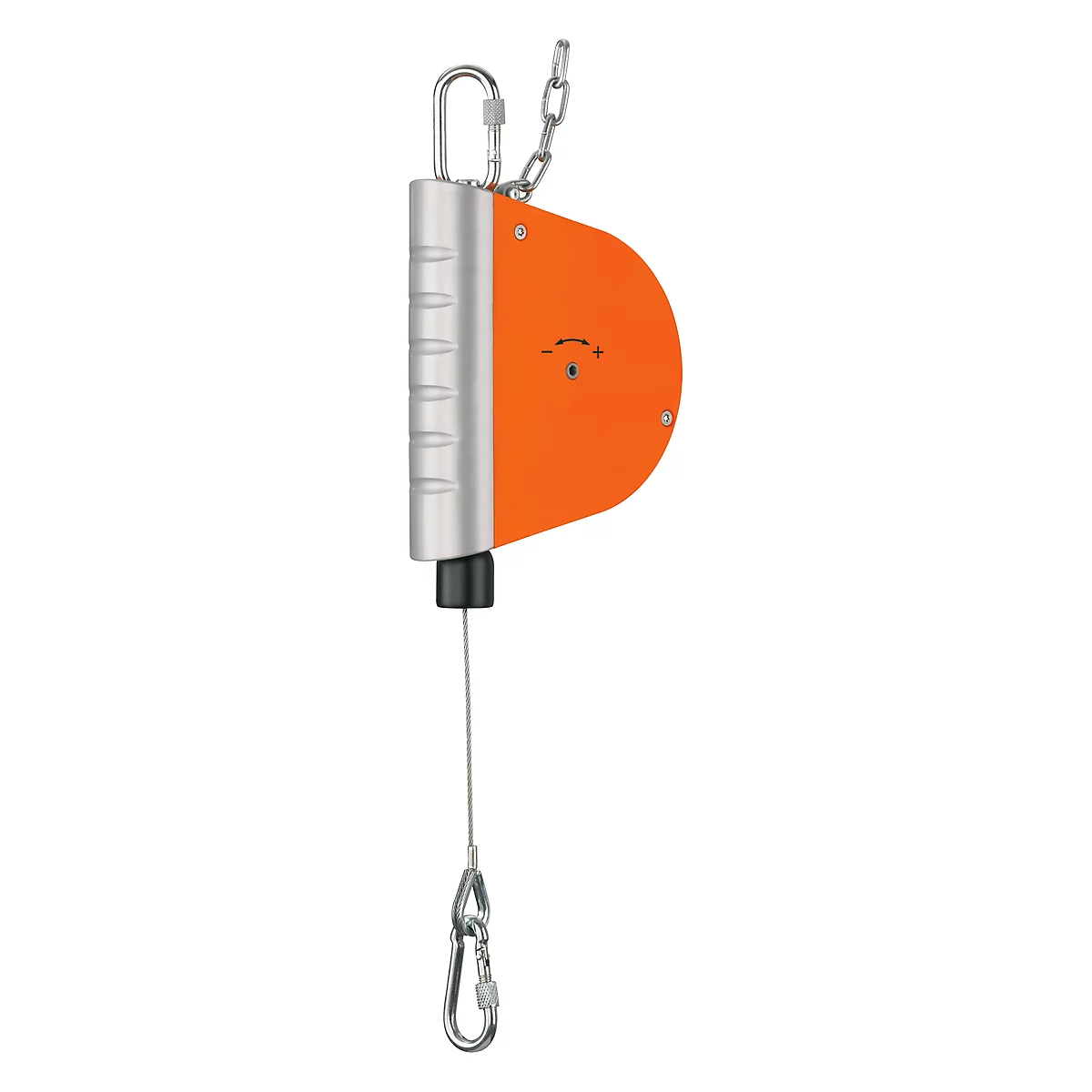 Polipasto de muelle HAHN+KOLB Autostat tipo 7211, capacidad de carga de 1,5 a 3 kg, longitud de cable hasta 2500 mm, retorno, protección contra caídas, plástico especial, naranja