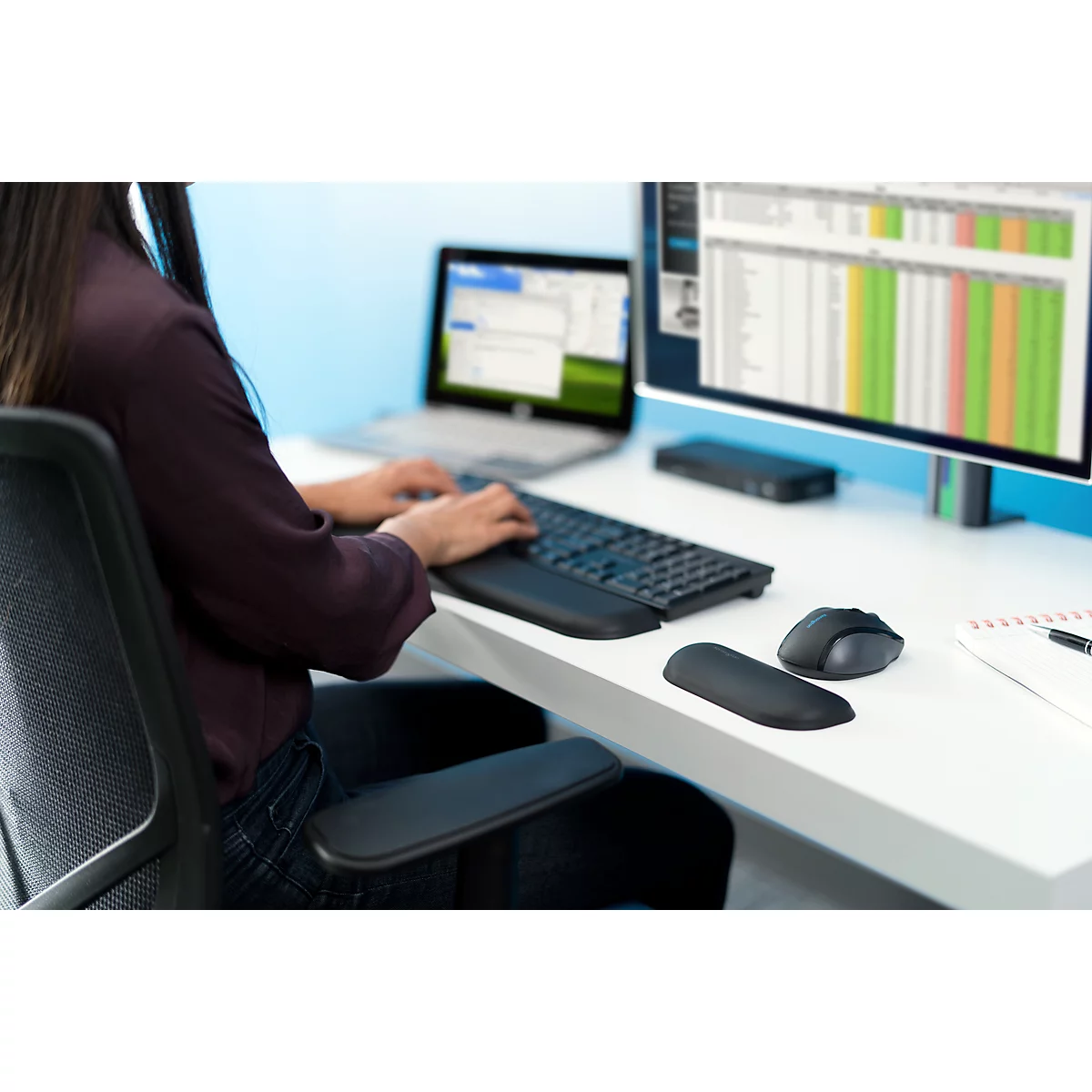 Polssteun Kensington ErgoSoft, voor standaardtoetsenborden, gestoffeerd, kunstleer, zwart