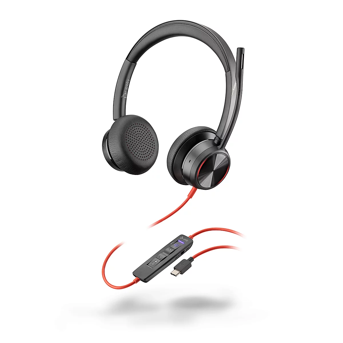 Poly Blackwire 8225 Casque stéréo USB-C, certifié Microsoft Teams, + adaptateur USB-C/A