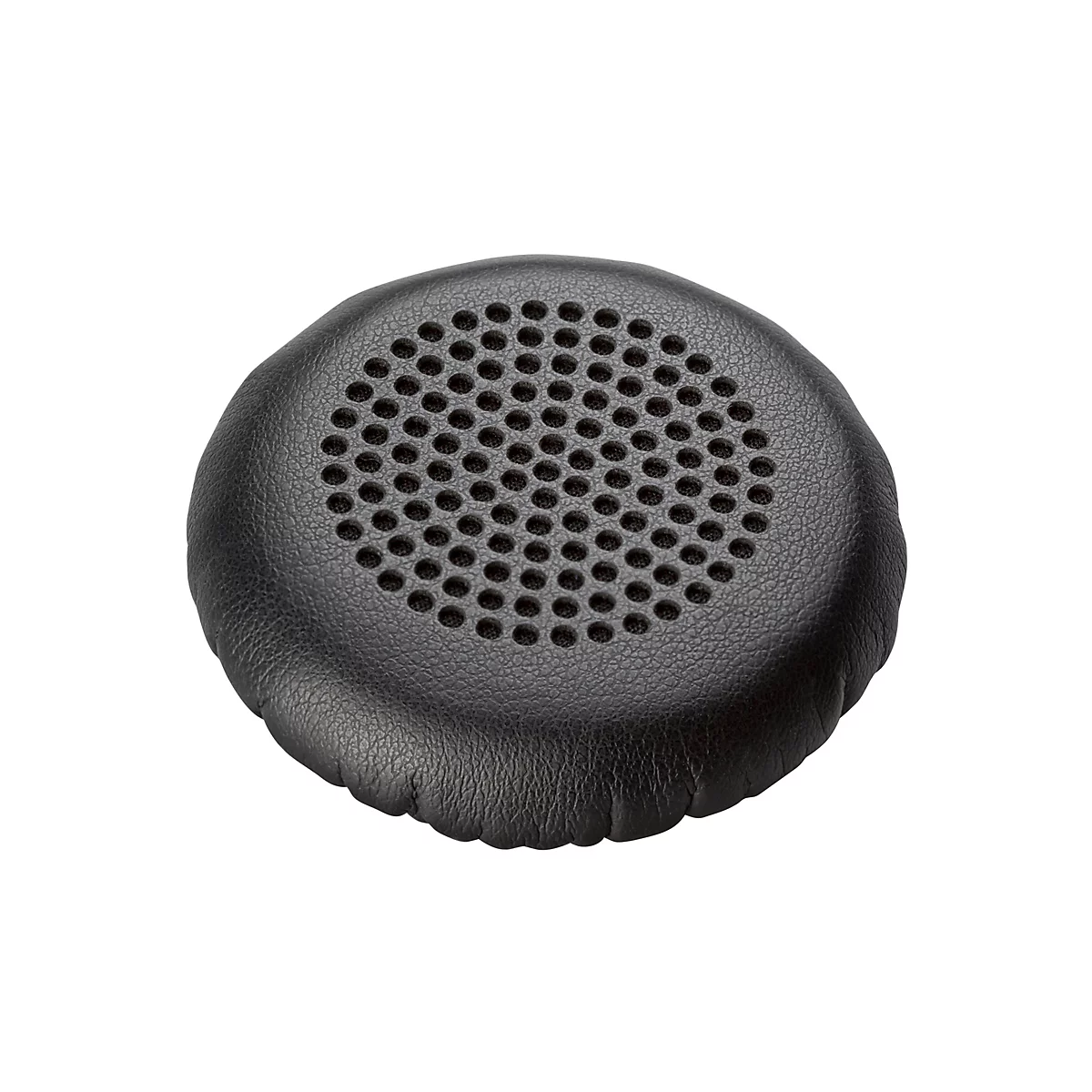 Nahaufnahme eines schwarzen Kopfhörer-Ohrpolsters mit perforierter Mitte.