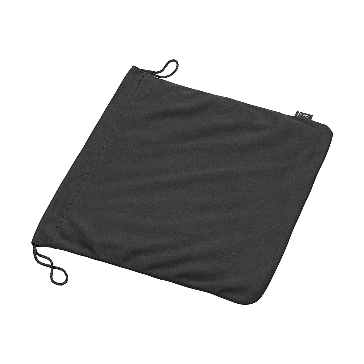 Sac à cordon gris foncé avec écusson logo, sur fond blanc.