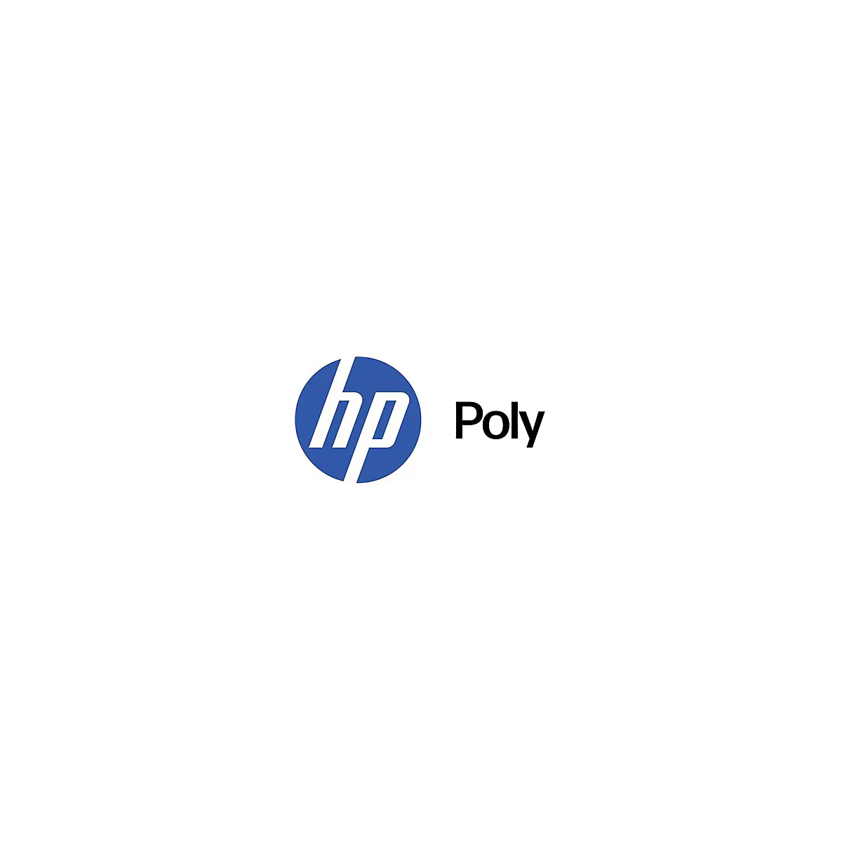 Blaues HP-Logo mit der Aufschrift "Poly" in Schwarz.