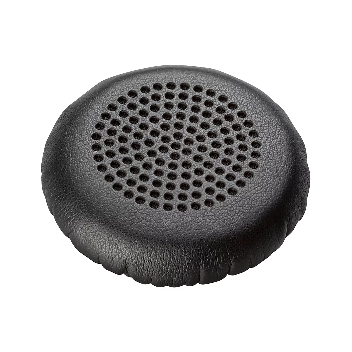 Nahaufnahme eines schwarzen Kopfhörer-Ohrpolsters mit perforierter Innenseite.