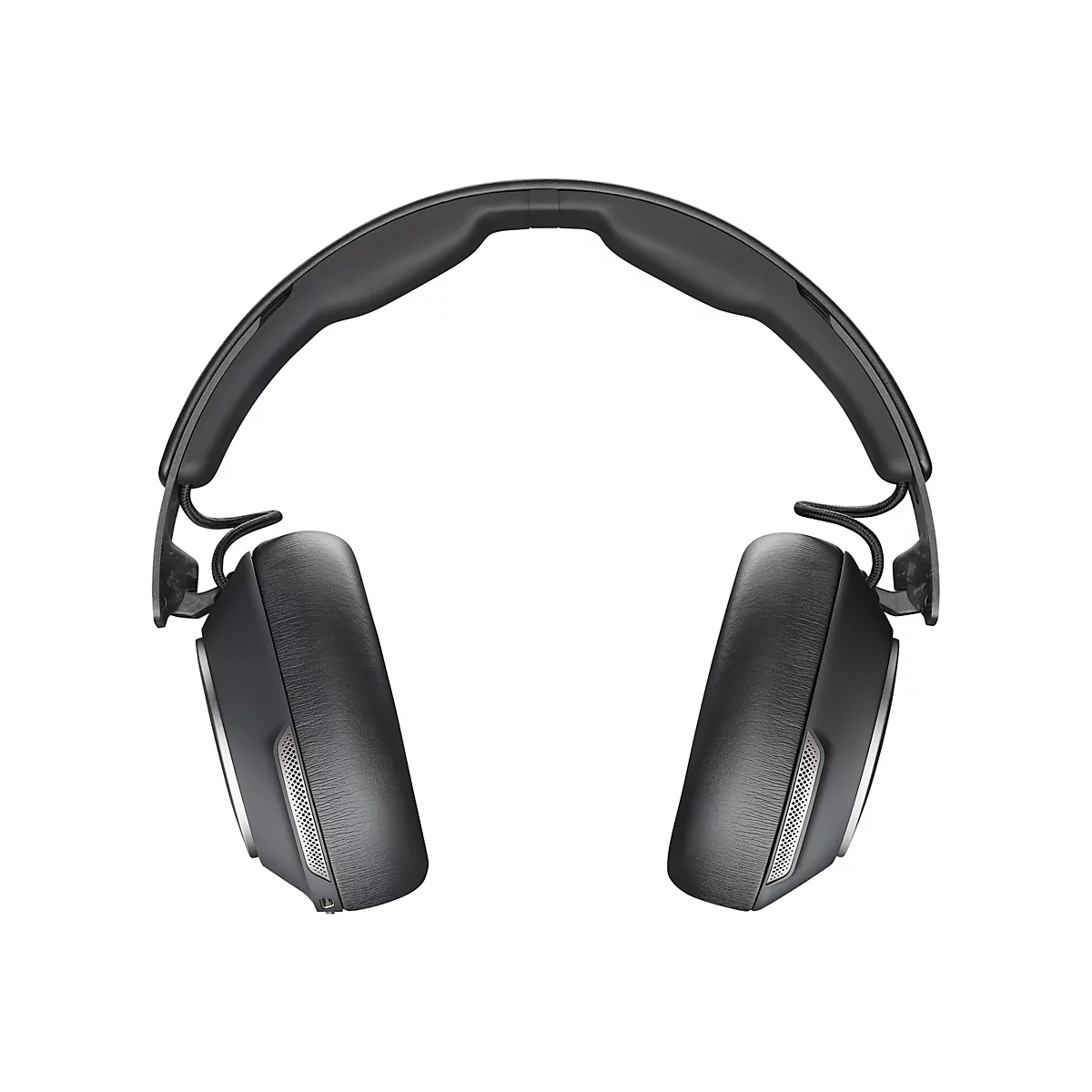 Schwarze, moderne Over-Ear-Kopfhörer vor weißem Hintergrund.