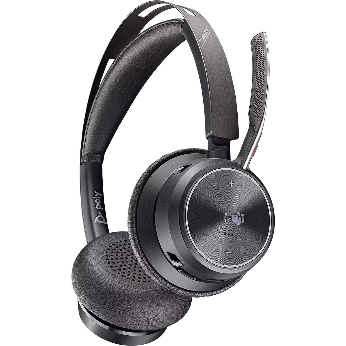 Poly On-Ear-Headset Voyager Focus 2, Bluetooth, USB-A/USB-C Adapter, Noise Canceling Mikrofon, mit Ladestation