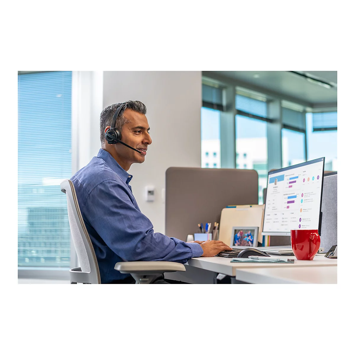 Poly Savi 8210 Office - Savi 8200 series - Headset - On-Ear - DECT / Bluetooth - kabellos
