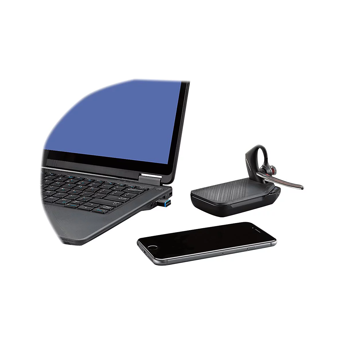 Poly Voyager 5200 UC - Headset - Ohrstöpsel - über dem Ohr angebracht - Bluetooth - kabellos