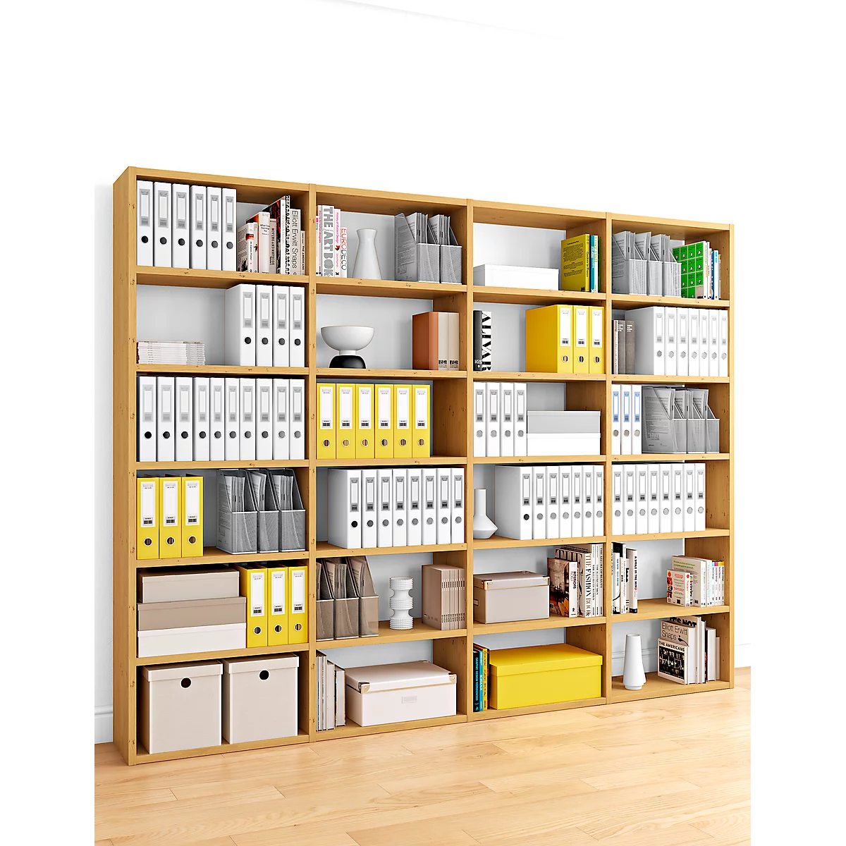 Pombal wandboekenkast, 6 OH, B 740 x D 340 x H 2240 mm, uitbreidbaar, wild eiken