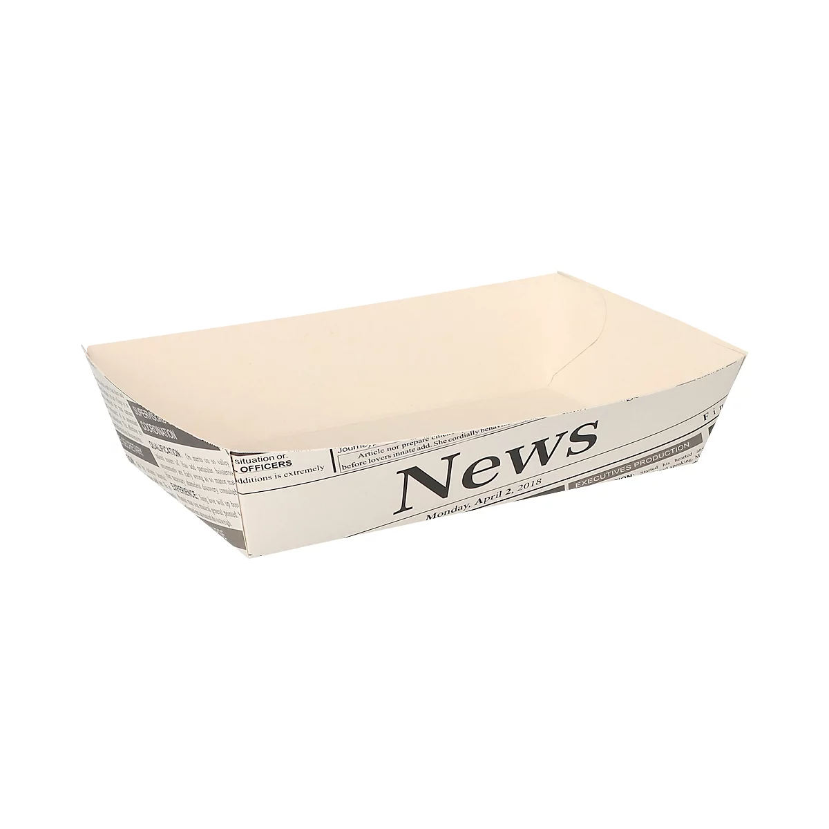 Pommesbox Papstar Newsprint, extragroß, L 170 x B 105 x H 38 mm, fettdicht, FSC®-Frischfaserkarton, grau-schwarz, 50 Stück