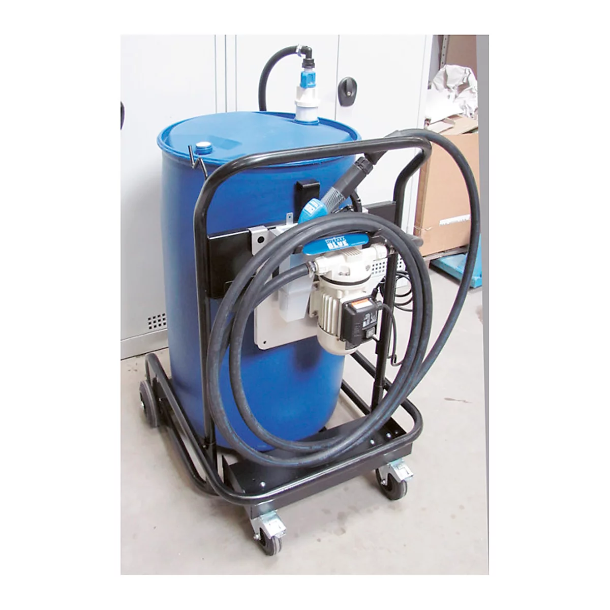 Pompsysteem voor IBC CEMO Cematic Blue BASIC AZV, met universele console voor IBC's, zuigslang 1,5 m, SEC-koppeling, automatische sproeier, 30l/min