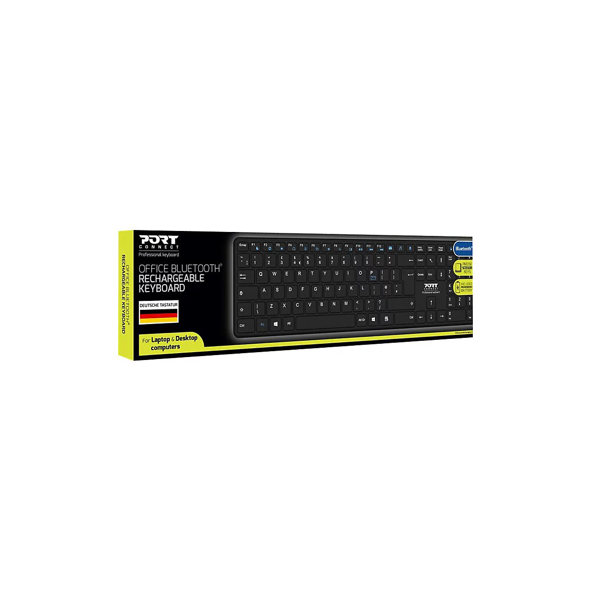 PORT Connect OFFICE PRO - Tastatur - wiederaufladbar - kabellos - Bluetooth 5.2 - QWERTZ