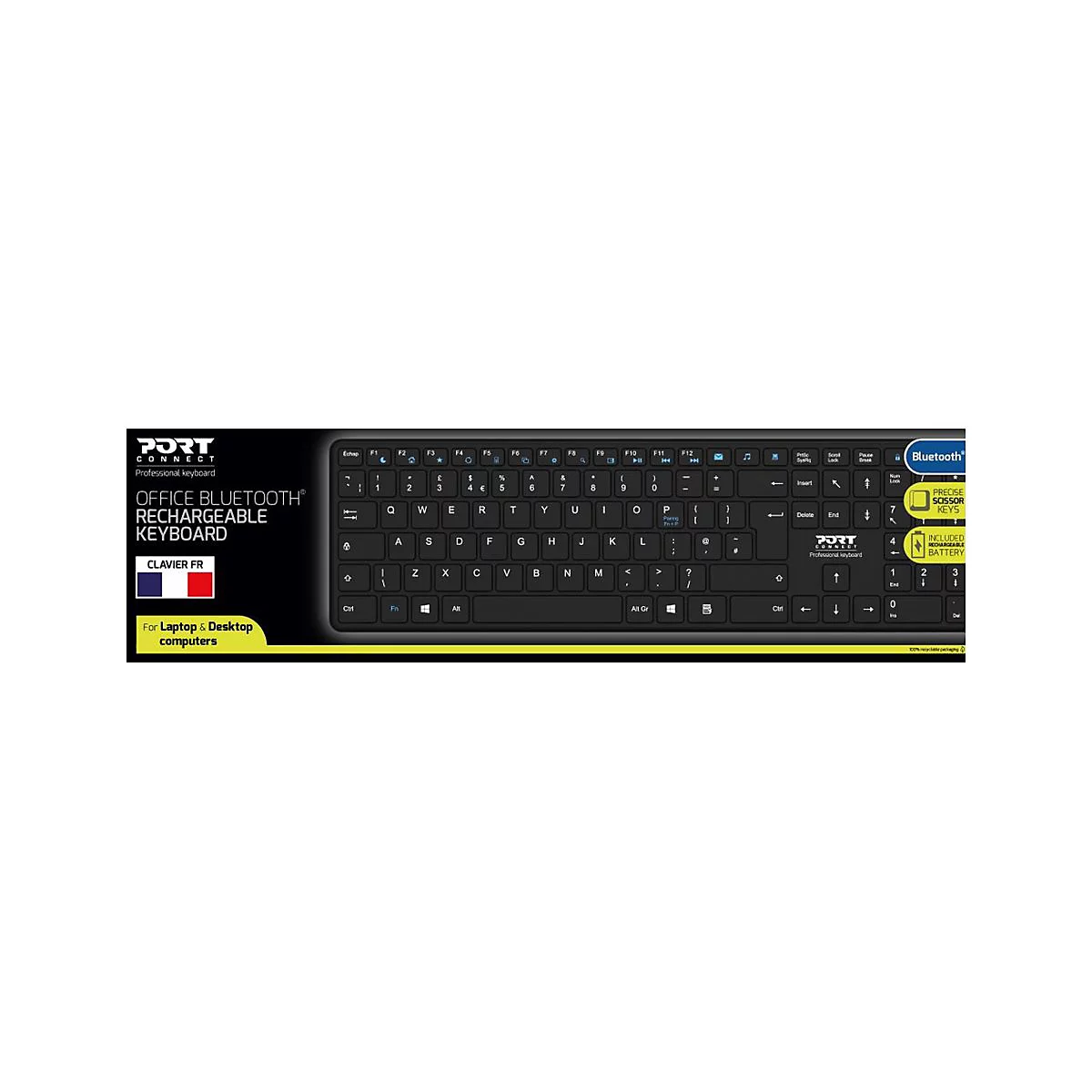 PORT Connect OFFICE PRO - Tastatur - wiederaufladbar - kabellos - Bluetooth 5.2 - QWERTZ