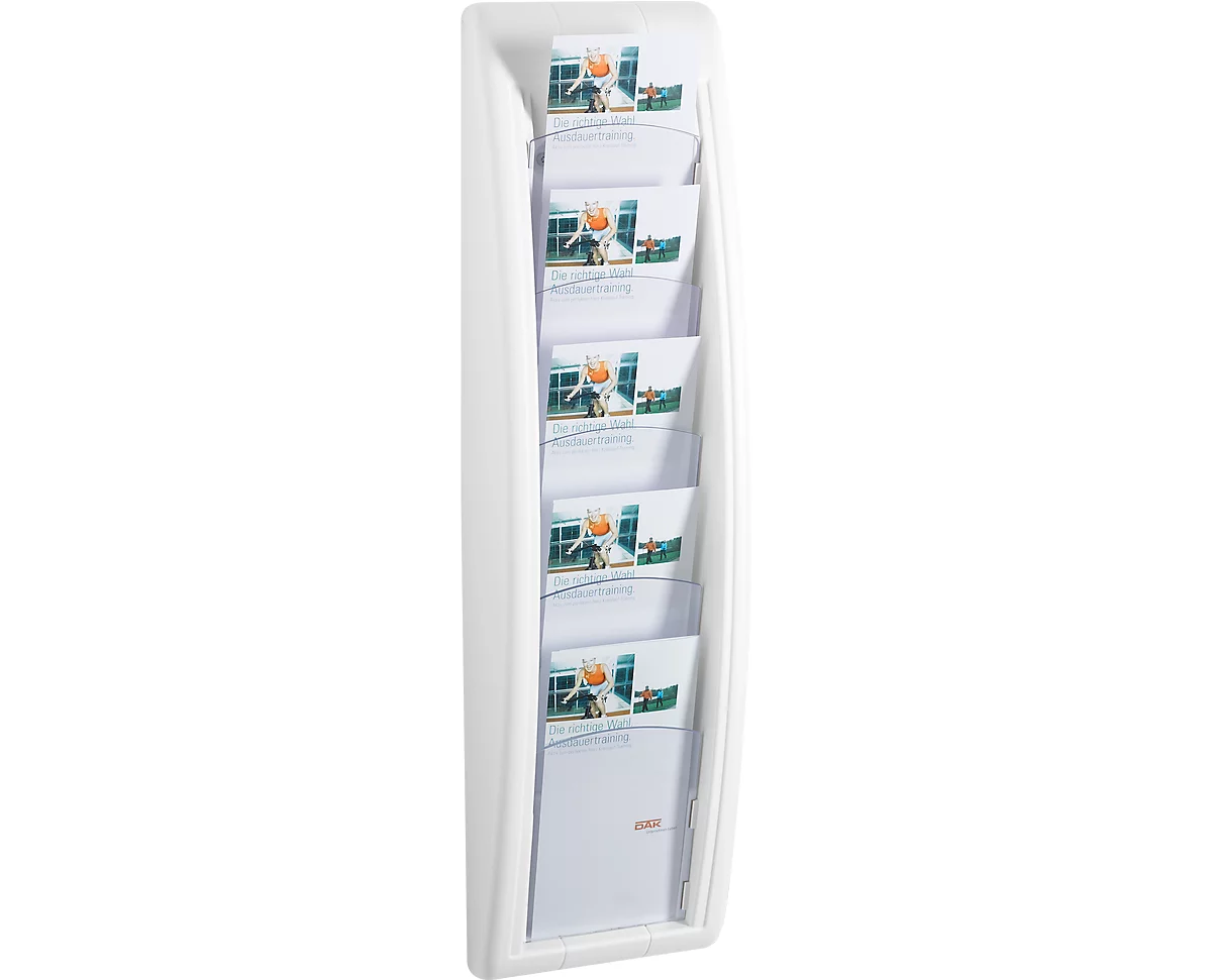 Portafolletos de pared Quickfit, 5 compartimentos, DIN 1/3 A4, blanco