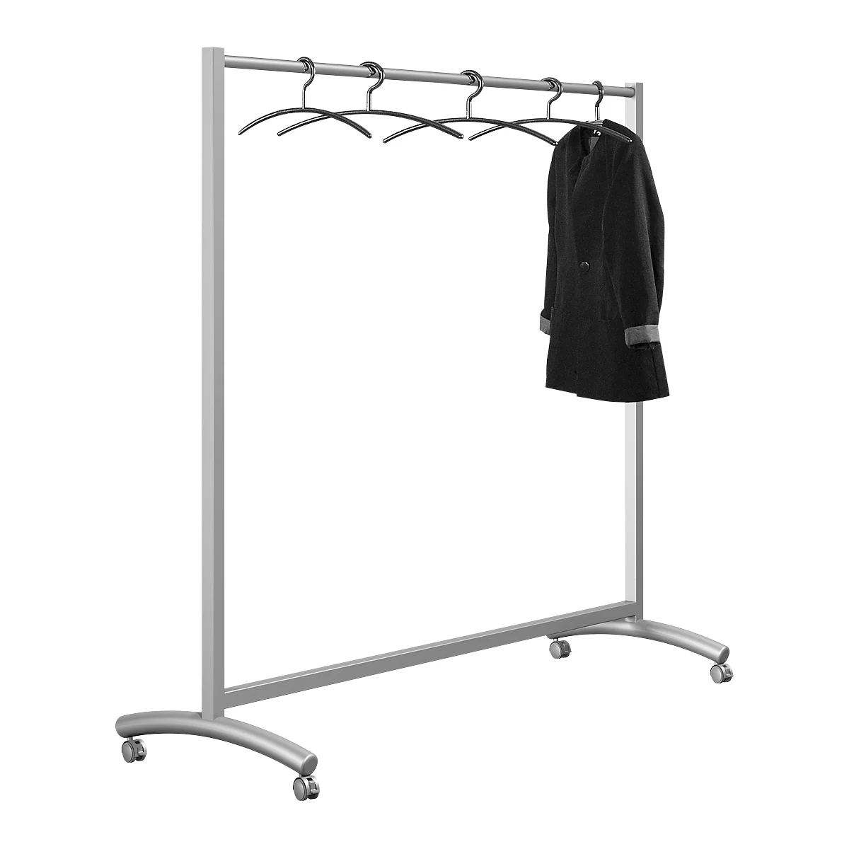 Portant mobile Event, l. 1780 x P 530 x H 1710 mm, alu argent