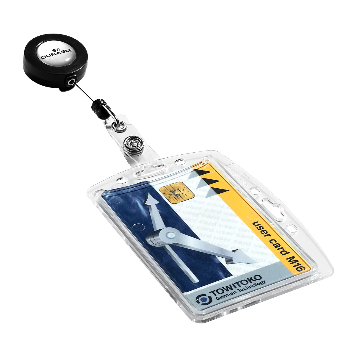 Porte-badge enrouleur zip en plastique translucide