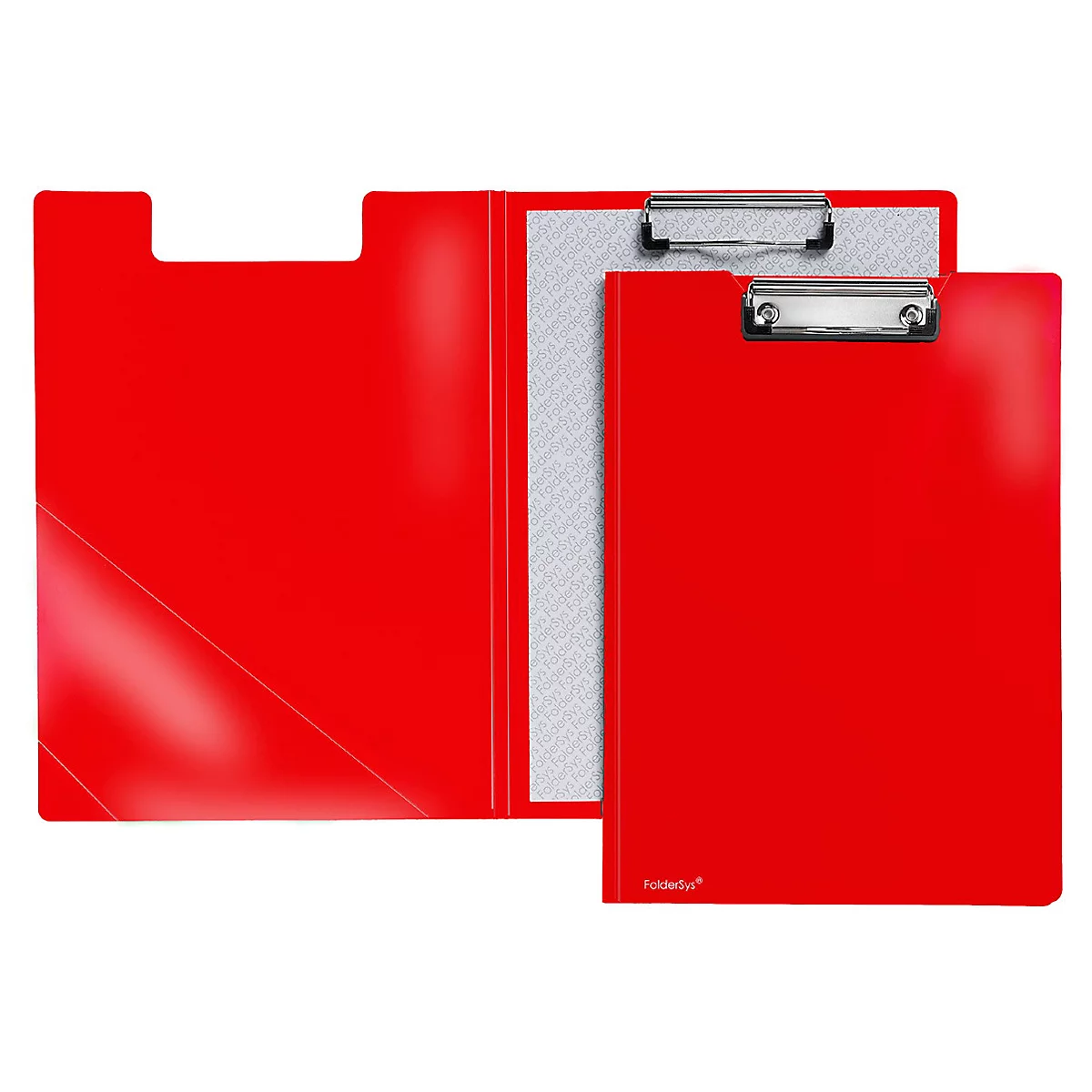 Porte-bloc A4, clip avec coins en plastique, pochette transparente triangulaire à l'intérieur, PP, rouge
